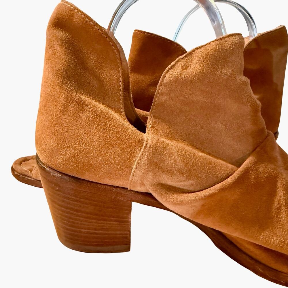 Sundance Suede Leather Open Toe Ankle Booties Chunky Heel Shoes Boots 40 9 / 9.5 - Picture 12 of 16